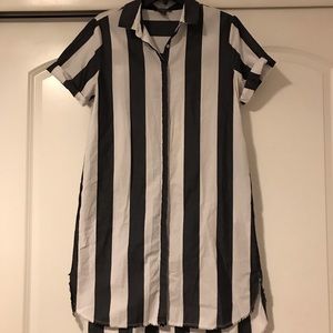 Black and White Stripped Button Down Dress